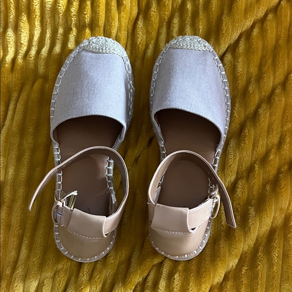a.n.a Gray and Tan Espadrille Sandals